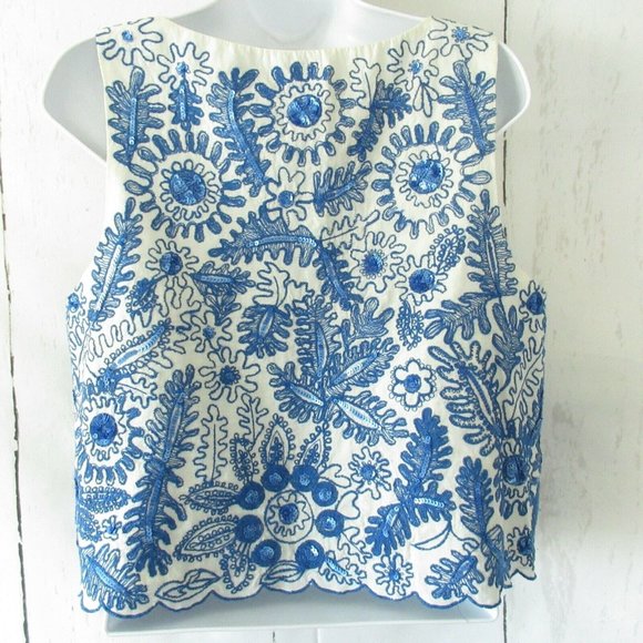 SOLDMoulinette Soeurs Top Embroidered Crop Scallop - Picture 5 of 8